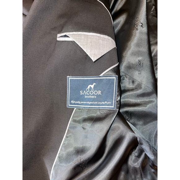 Mens Sacoor Brothers Black 100% Wool Two Button Classy Suit Coat Blazer (EU) 58 - Picture 6 of 10